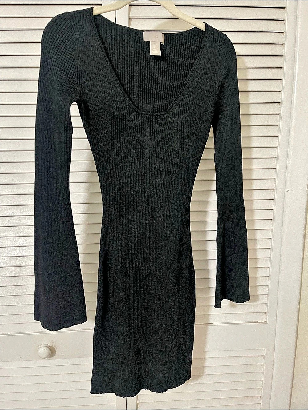 H&M Ribbed Mini Dress in Black Size XS